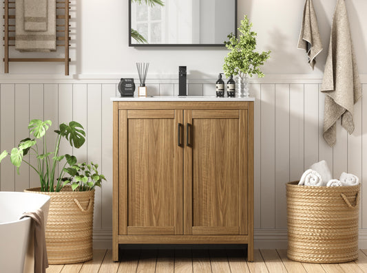 Finnley 30 inch Single Bathroom Vanity in Walnut Brown