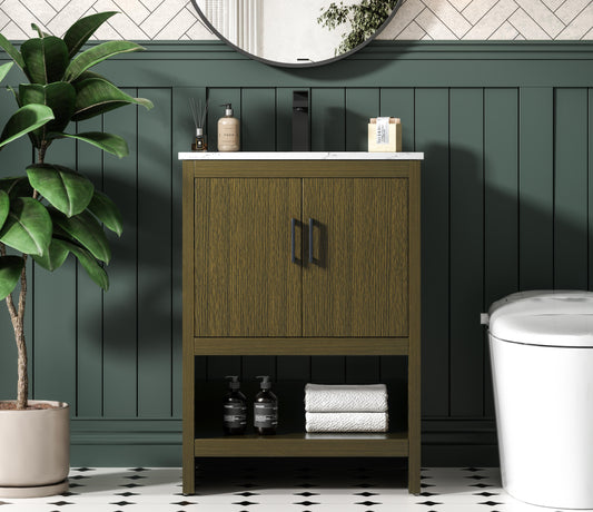 Ira 24 inch Single Bathroom Vanity in Chestnut Brown
