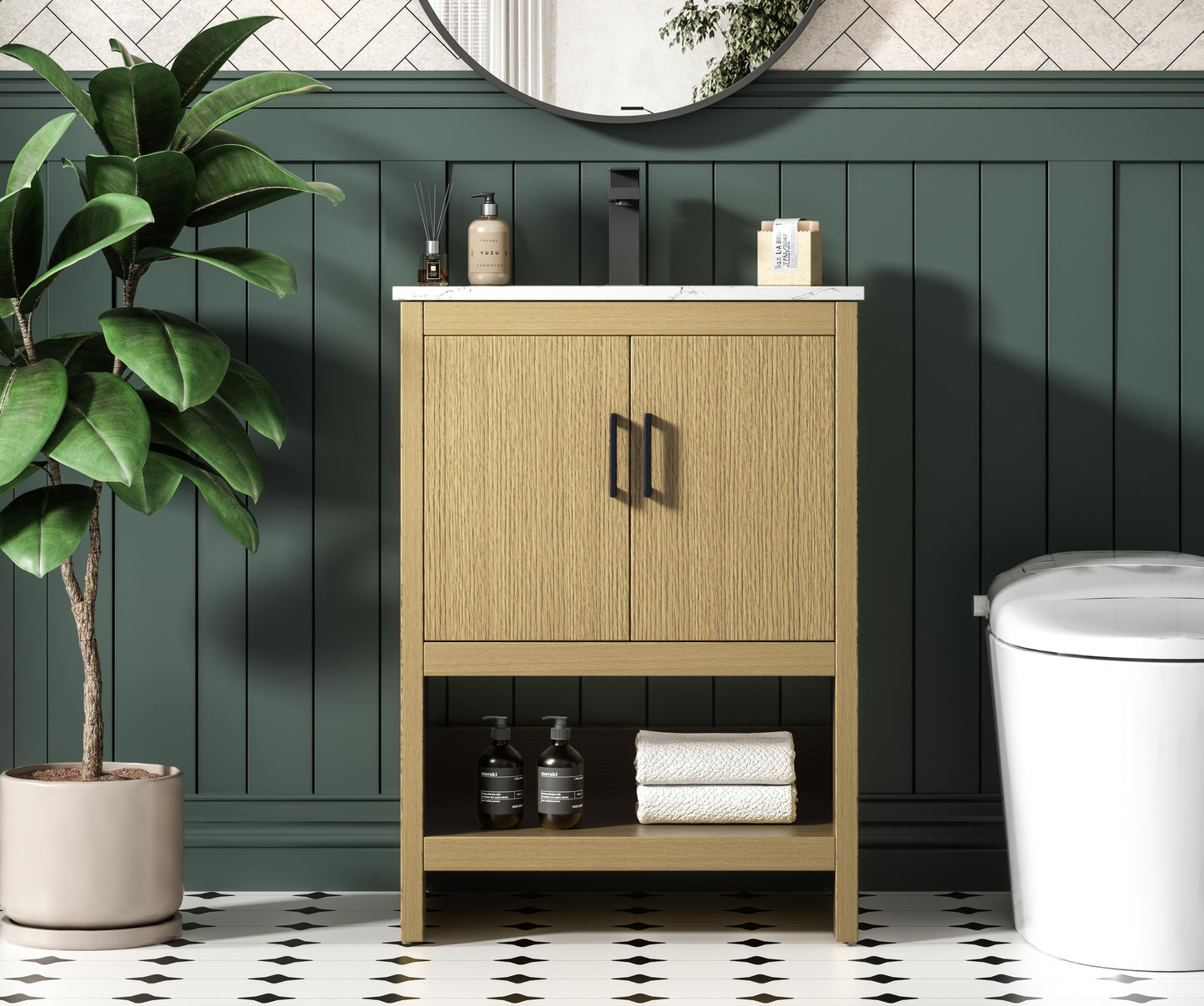 Ira 24 inch Single Bathroom Vanity in Honey Brown