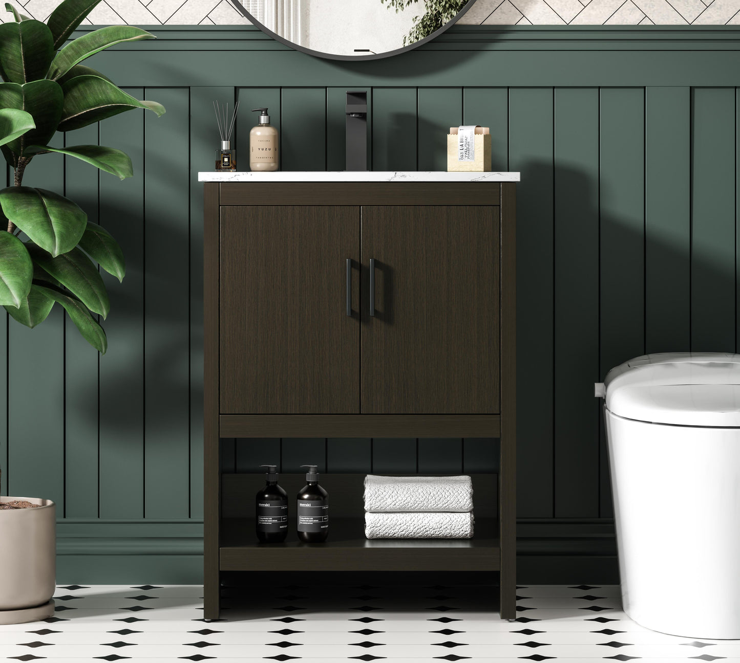 Ira 24 inch Single Bathroom Vanity in Mocha Brown