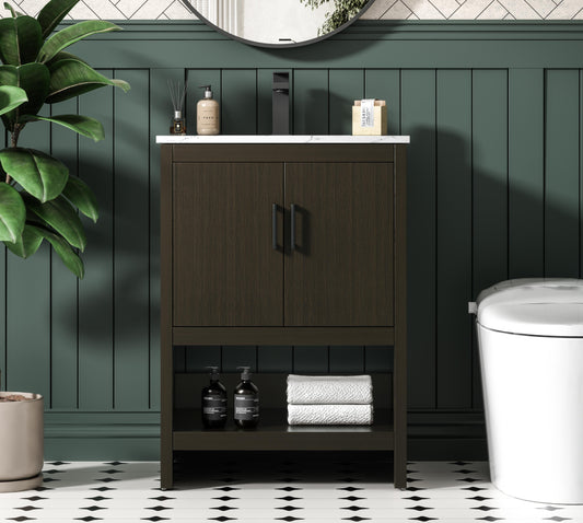 Ira 24 inch Single Bathroom Vanity in Mocha Brown
