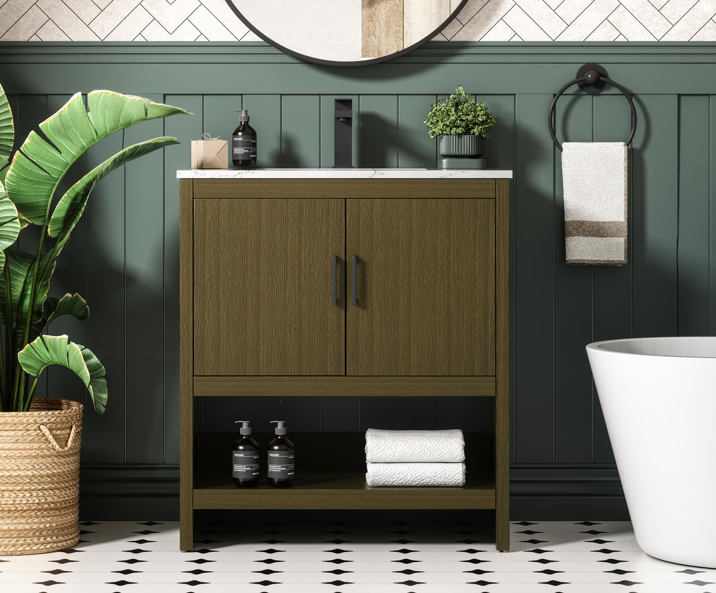 Ira 30 inch Single Bathroom Vanity in Chestnut Brown