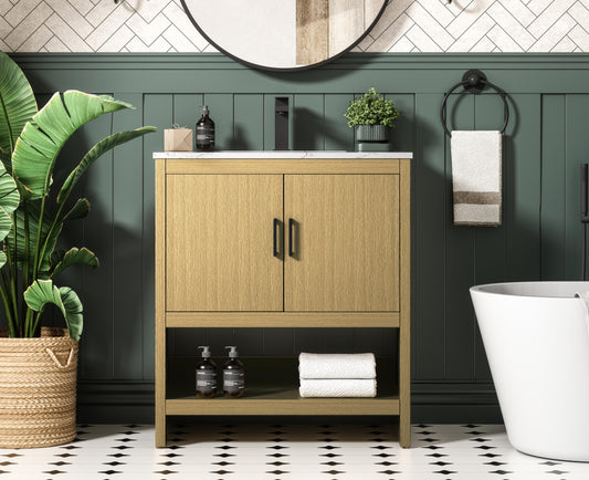 Ira 30 inch Single Bathroom Vanity in Honey Brown