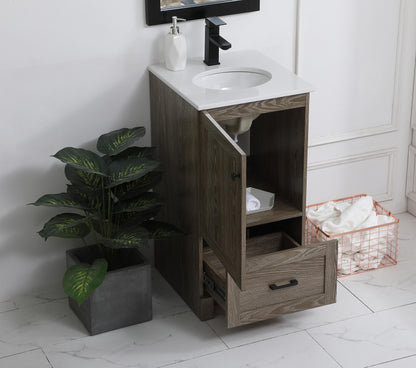 18 inch Single Bathroom Vanity in Weathered oak
