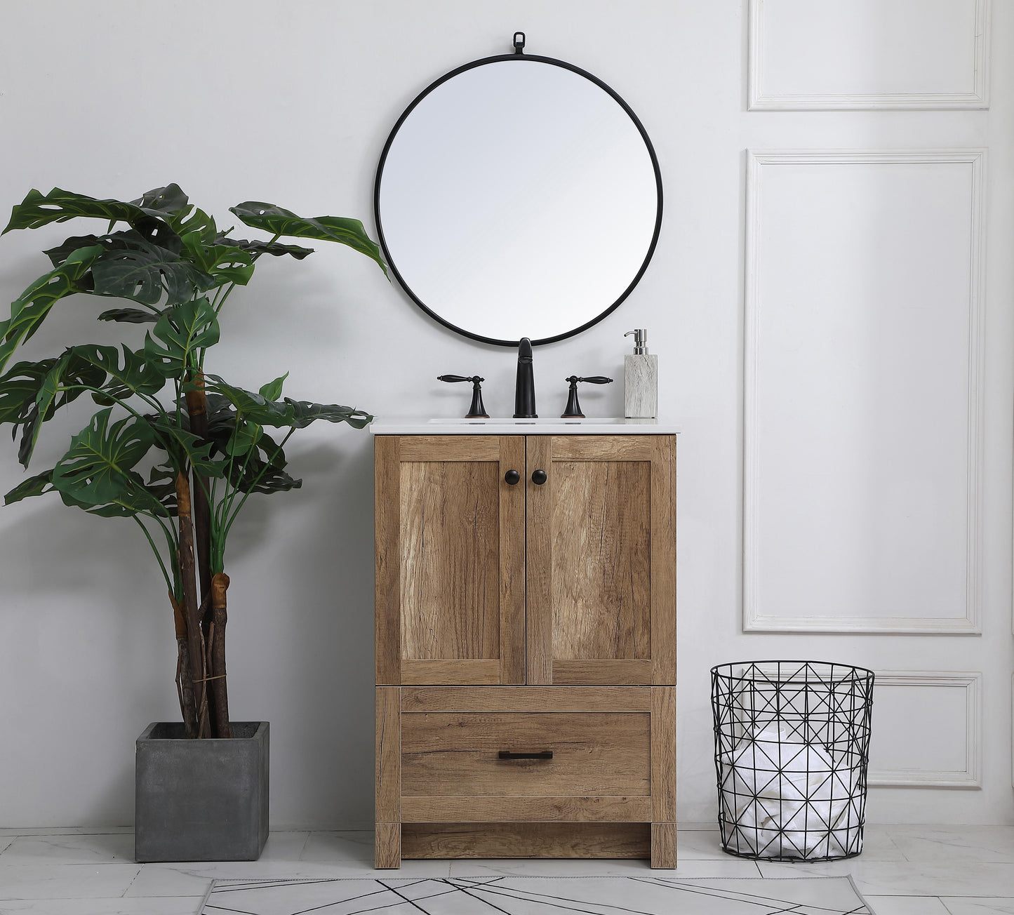 24 inch Single Bathroom Vanity in Natural oak