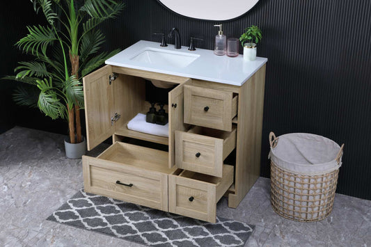36 Inch Single Bathroom Vanity In Mango Wood