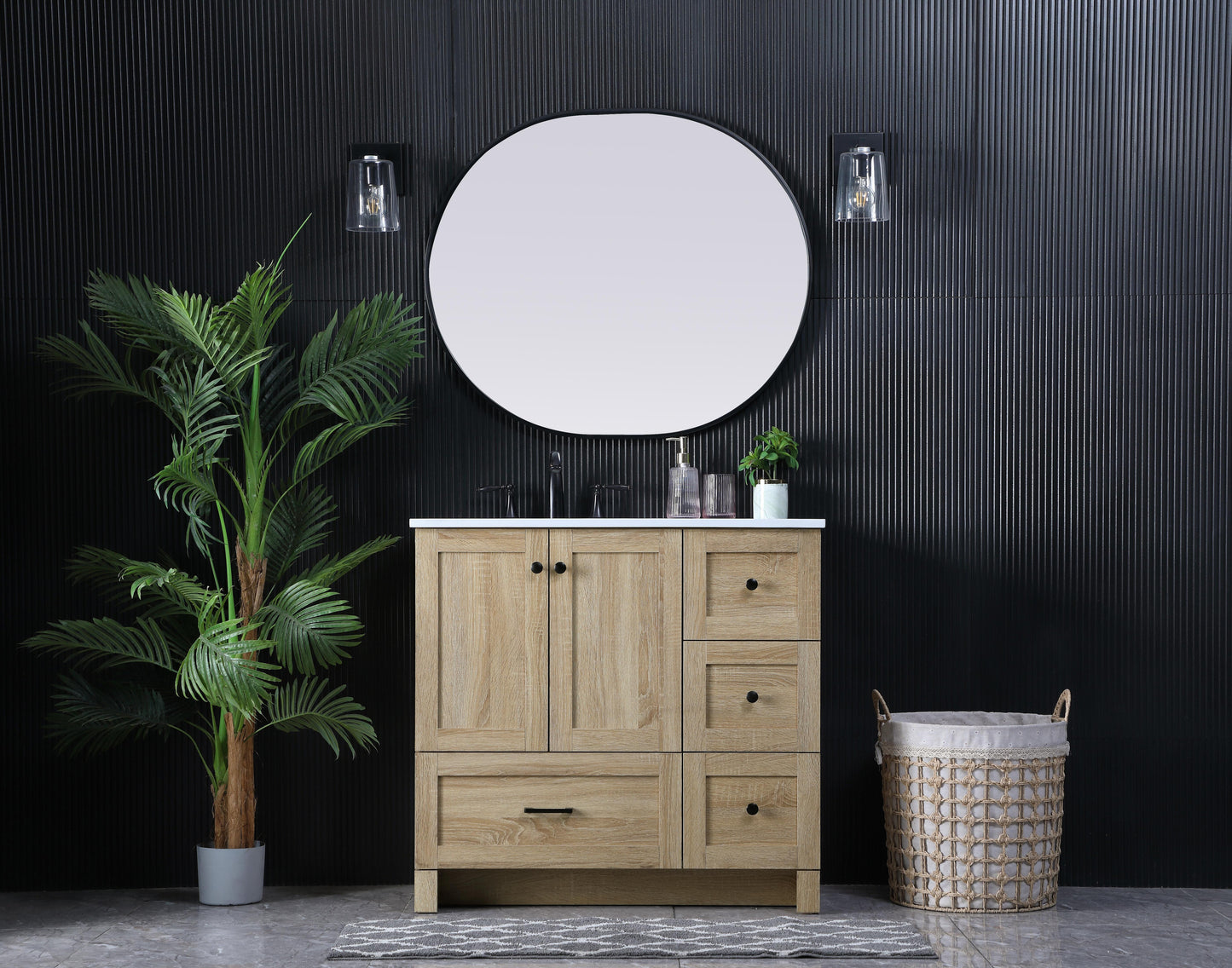 36 Inch Single Bathroom Vanity In Mango Wood