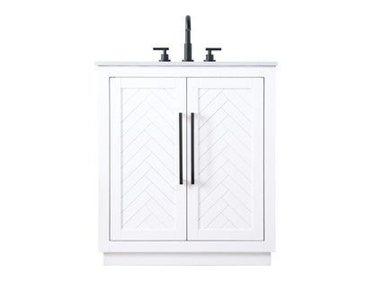30 inch Single Bathroom Vanity in White