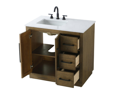 36 inch Single Bathroom Vanity in Hazel Oak