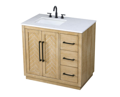 36 inch Single Bathroom Vanity in Linen Oak