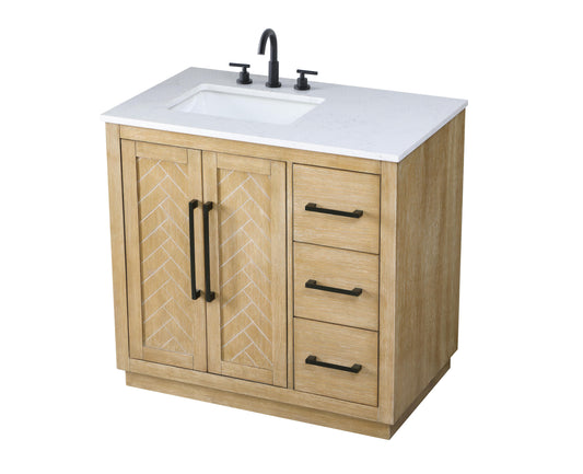 36 inch Single Bathroom Vanity in Linen Oak