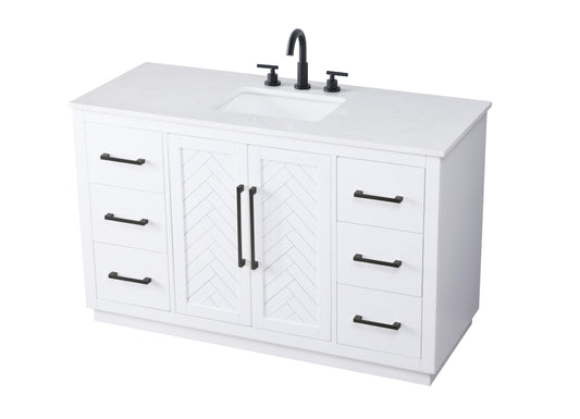 54 inch Single Bathroom Vanity in White