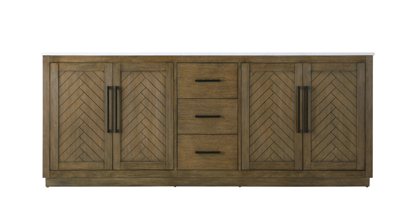 84 inch Double Bathroom Vanity in Hazel Oak