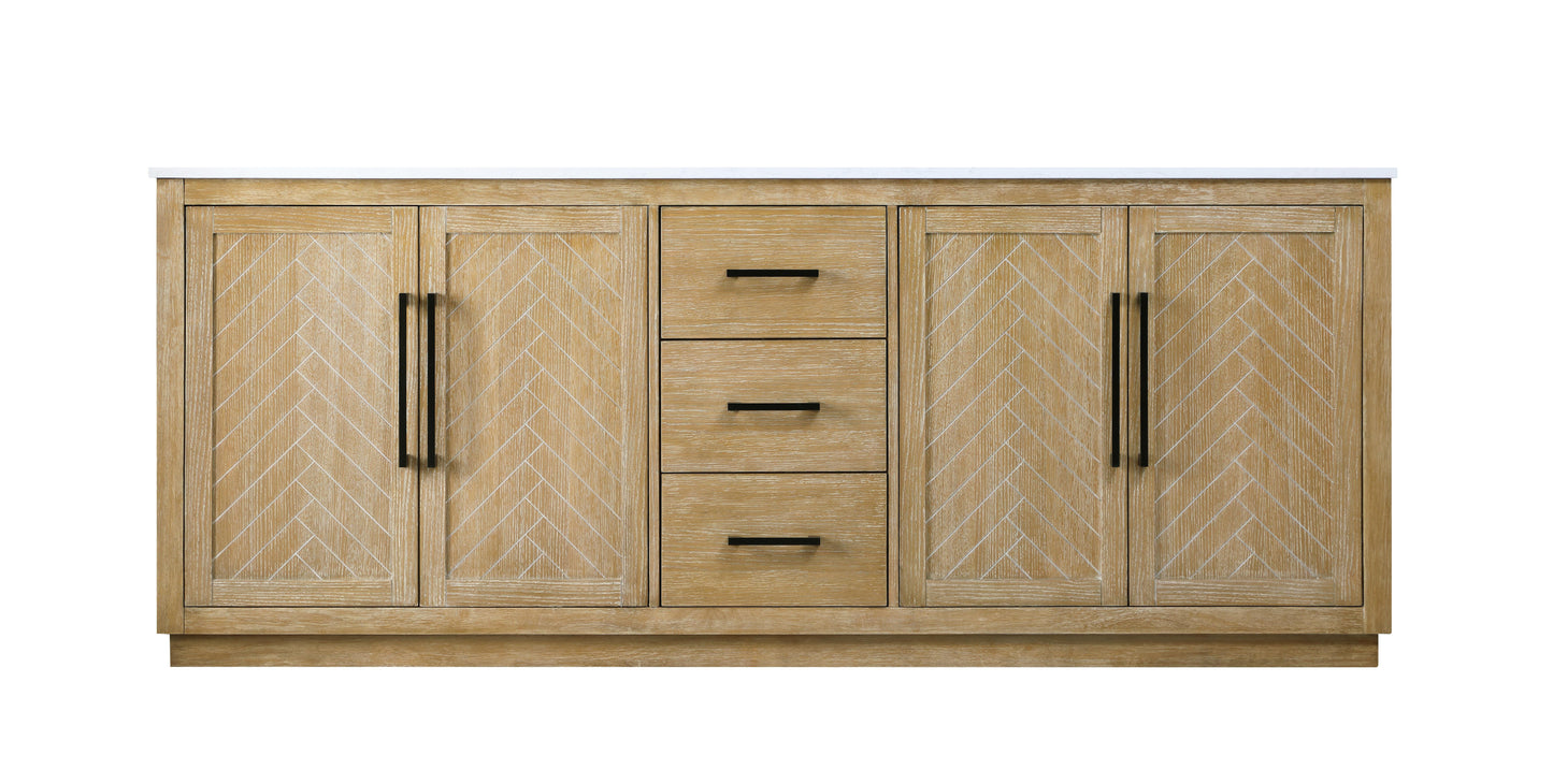 84 inch Double Bathroom Vanity in Linen Oak