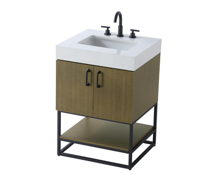 24 inch Single Bathroom Vanity in Chestnut Brown