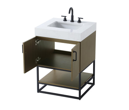 24 inch Single Bathroom Vanity in Chestnut Brown