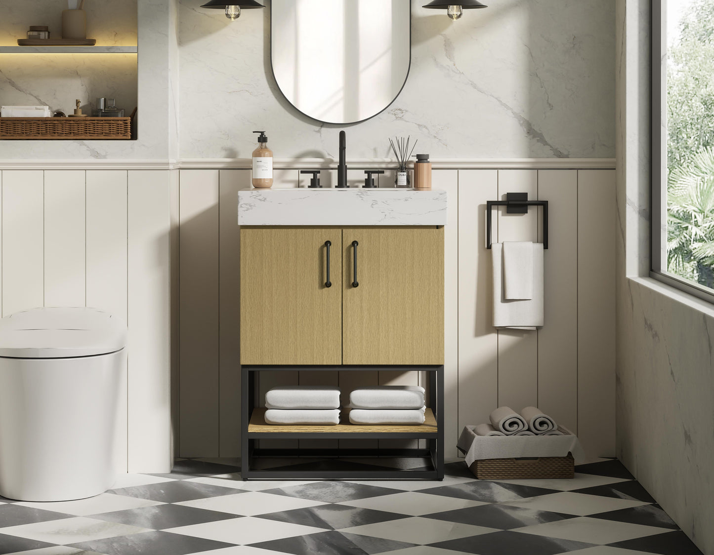 24 inch Single Bathroom Vanity in  Honey Brown