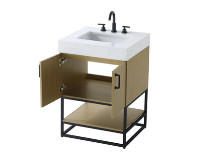 24 inch Single Bathroom Vanity in  Honey Brown