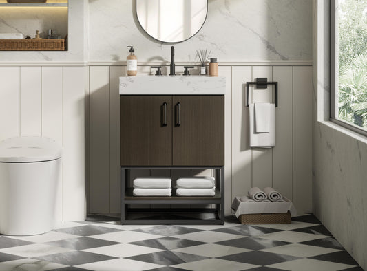 24 inch Single Bathroom Vanity in Mocha Brown