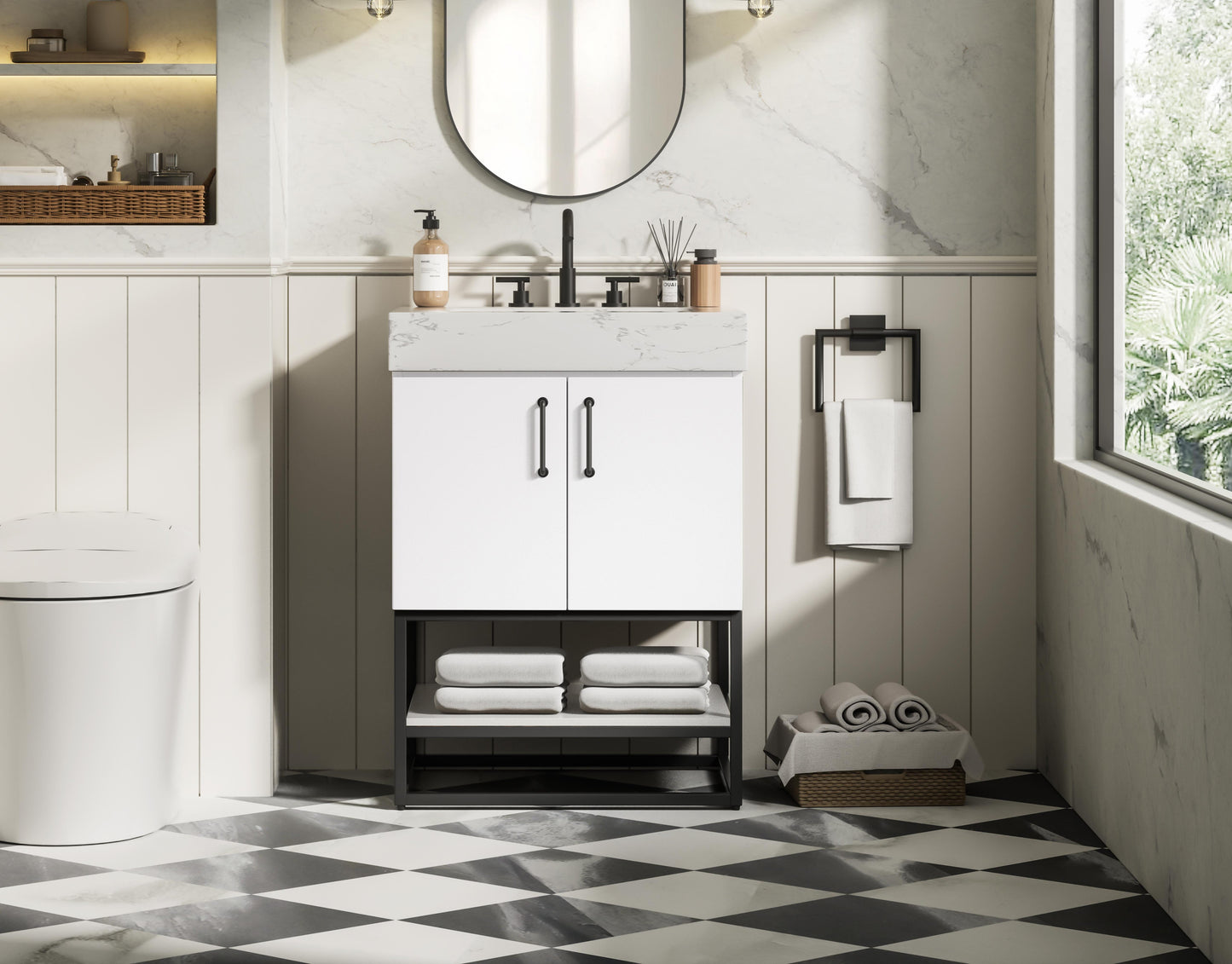 24 inch Single Bathroom Vanity in White