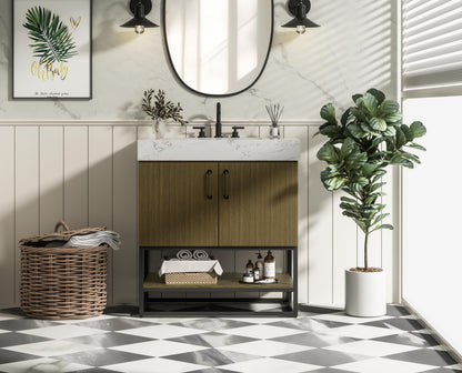 30 inch Single Bathroom Vanity in Chestnut Brown