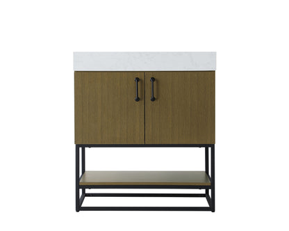 30 inch Single Bathroom Vanity in Chestnut Brown