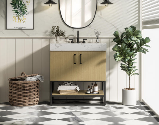 30 inch Single Bathroom Vanity in  Honey Brown