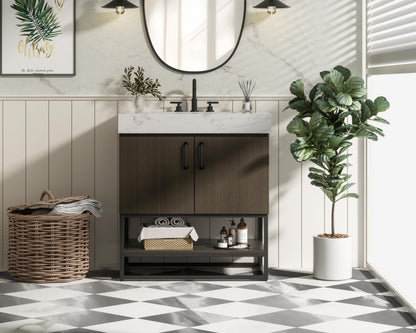 30 inch Single Bathroom Vanity in Mocha Brown