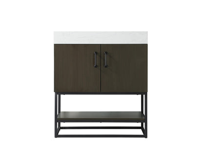 30 inch Single Bathroom Vanity in Mocha Brown