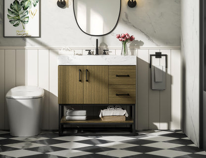 32 inch Single Bathroom Vanity in Chestnut Brown