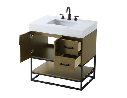 32 inch Single Bathroom Vanity in Chestnut Brown