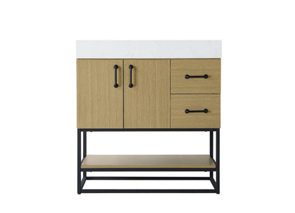 32 inch Single Bathroom Vanity in  Honey Brown