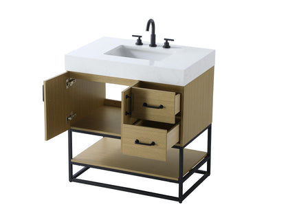 32 inch Single Bathroom Vanity in  Honey Brown