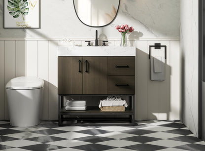 32 inch Single Bathroom Vanity in Mocha Brown