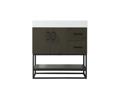 32 inch Single Bathroom Vanity in Mocha Brown