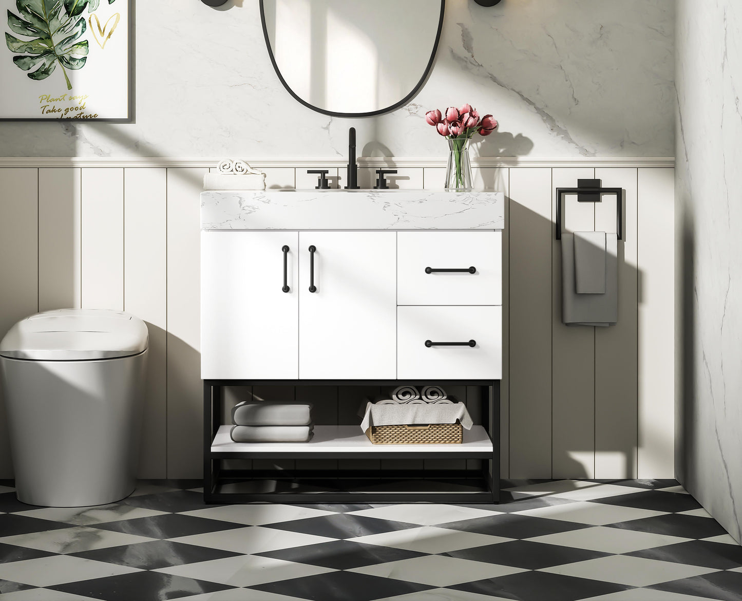32 inch Single Bathroom Vanity in White