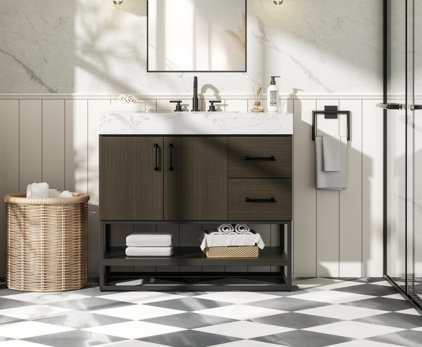 36 inch Single Bathroom Vanity in Mocha Brown