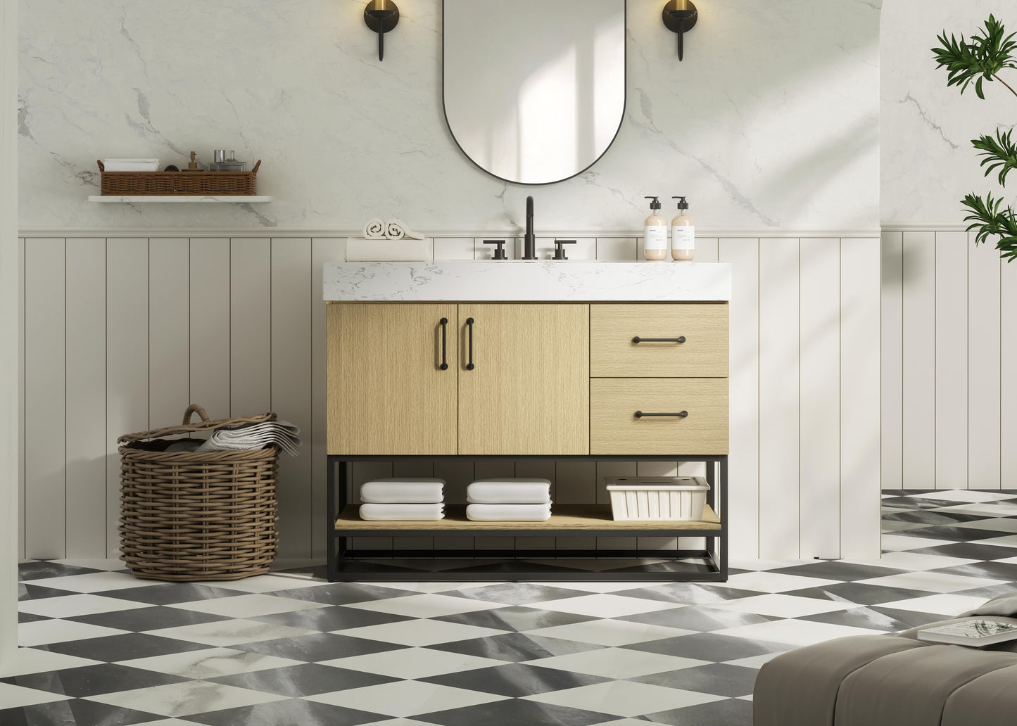 42 inch Single Bathroom Vanity in  Honey Brown