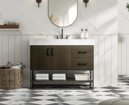 42 inch Single Bathroom Vanity in Mocha Brown