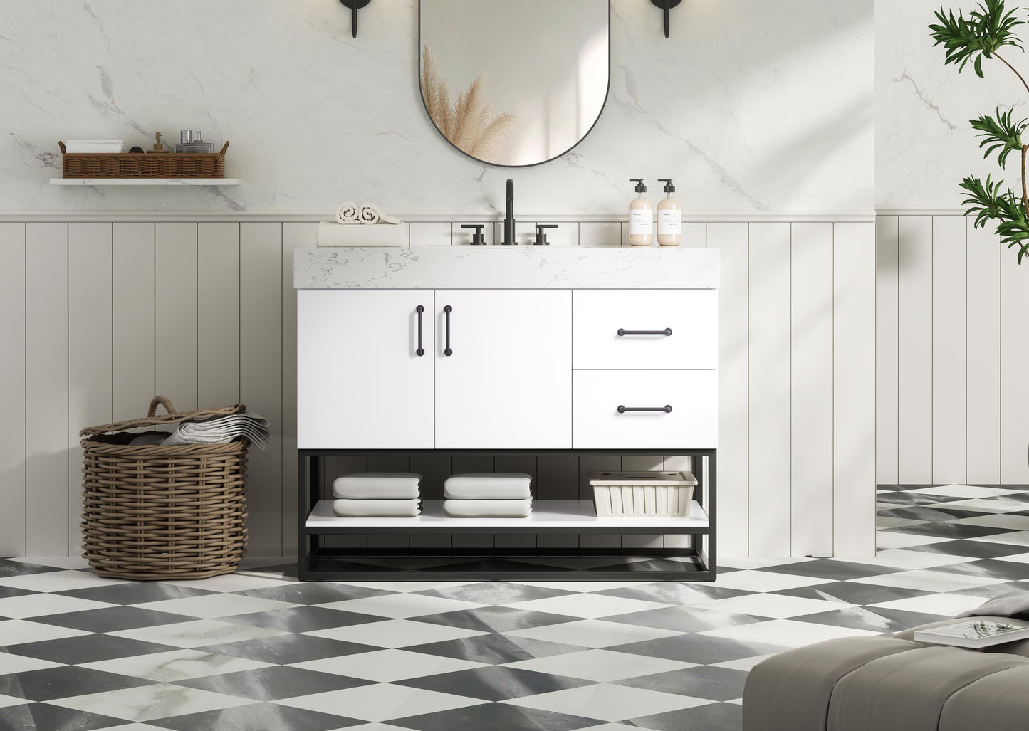 42 inch Single Bathroom Vanity in White