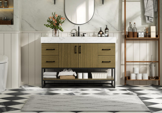 48 inch Single Bathroom Vanity in Chestnut Brown