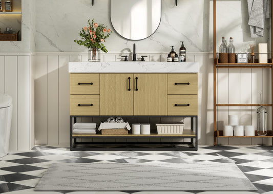 48 inch Single Bathroom Vanity in  Honey Brown