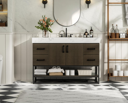 48 inch Single Bathroom Vanity in Mocha Brown