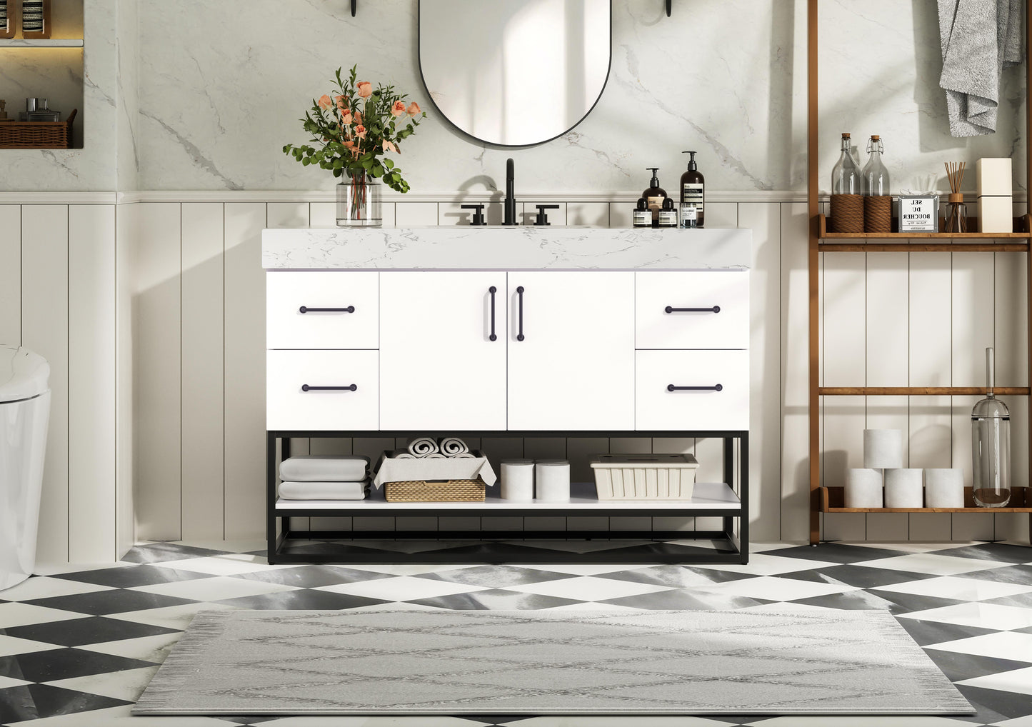 48 inch Single Bathroom Vanity in White