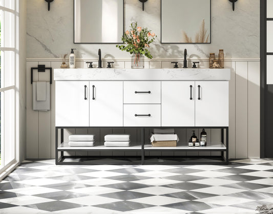 60 inch Double Bathroom Vanity in White