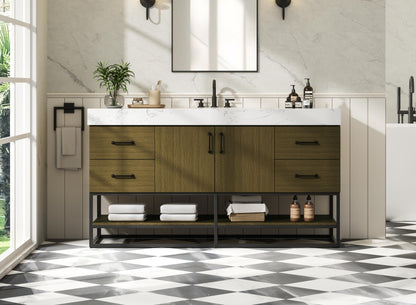 60 inch Single Bathroom Vanity in Chestnut Brown