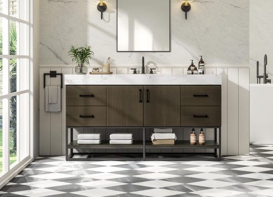 60 inch Single Bathroom Vanity in Mocha Brown