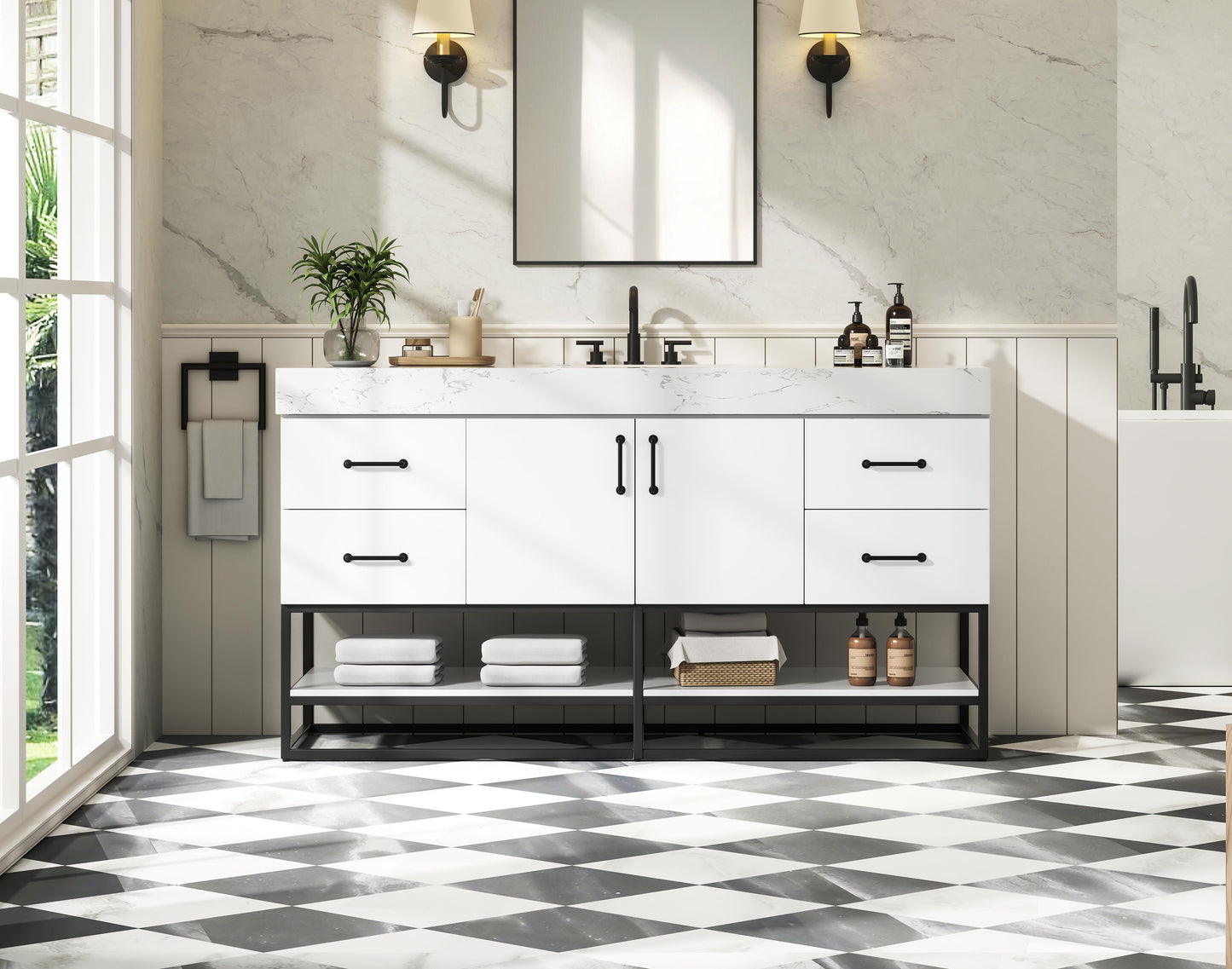 60 inch Single Bathroom Vanity in White