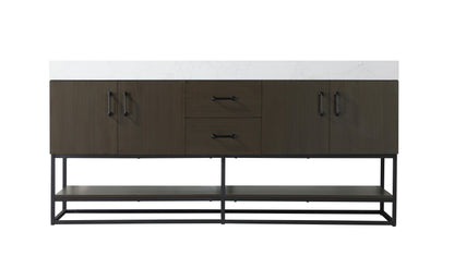 72 inch Double Bathroom Vanity in Mocha Brown