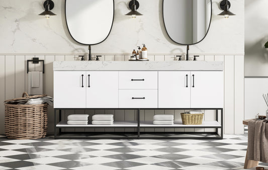 72 inch Double Bathroom Vanity in White